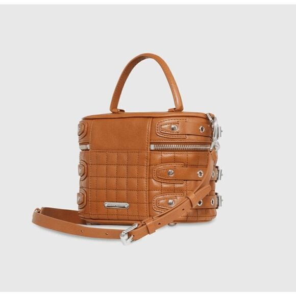 NWT REBECCA MINKOFF Hitch Hiker Oblong Moto Caramel Crossbody Handbag MSRP $398 - Picture 3 of 16